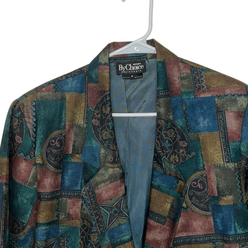 Vintage By‎ Choice Sport California Abstract Sport Jacket Women Medium 1 Button - Picture 2 of 10